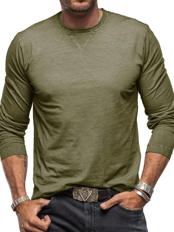 Round Neck Long Sleeve Cotton T-Shirt