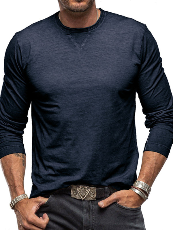 Round Neck Long Sleeve Cotton T-Shirt