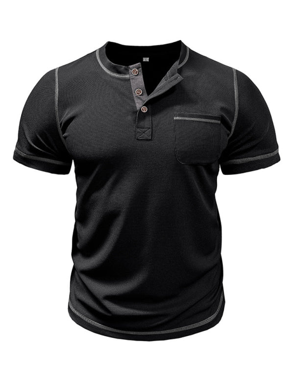 American Vintage Henley Collar Short Sleeve T-Shirt
