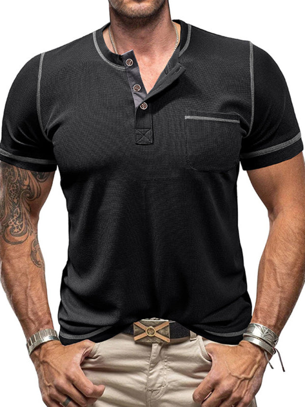 American Vintage Henley Collar Short Sleeve T-Shirt