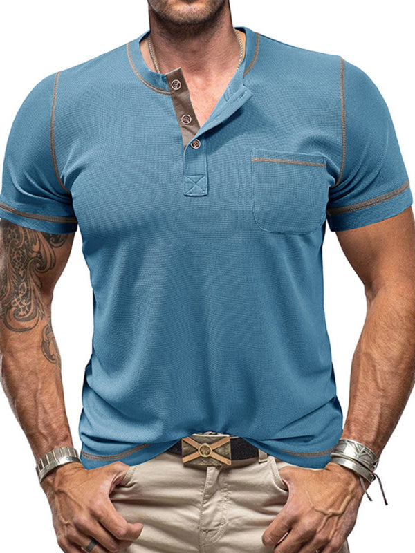American Vintage Henley Collar Short Sleeve T-Shirt
