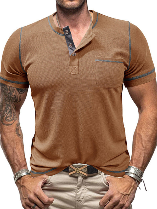 American Vintage Henley Collar Short Sleeve T-Shirt