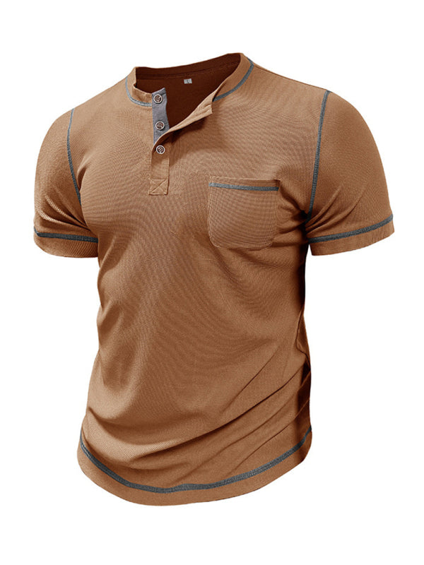 American Vintage Henley Collar Short Sleeve T-Shirt