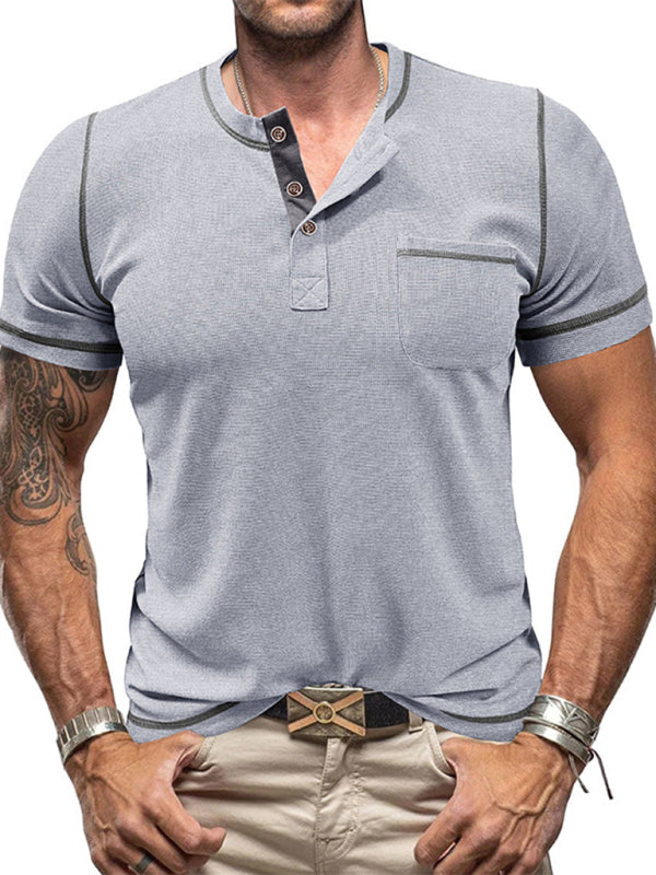 American Vintage Henley Collar Short Sleeve T-Shirt
