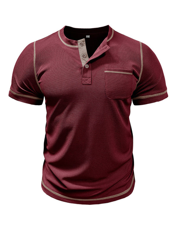 American Vintage Henley Collar Short Sleeve T-Shirt