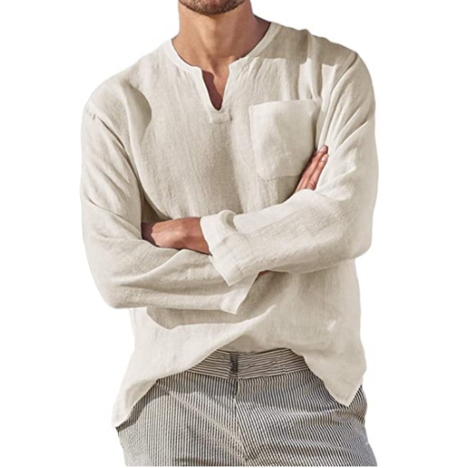 Men’s Casual Linen Long-Sleeve Shirt