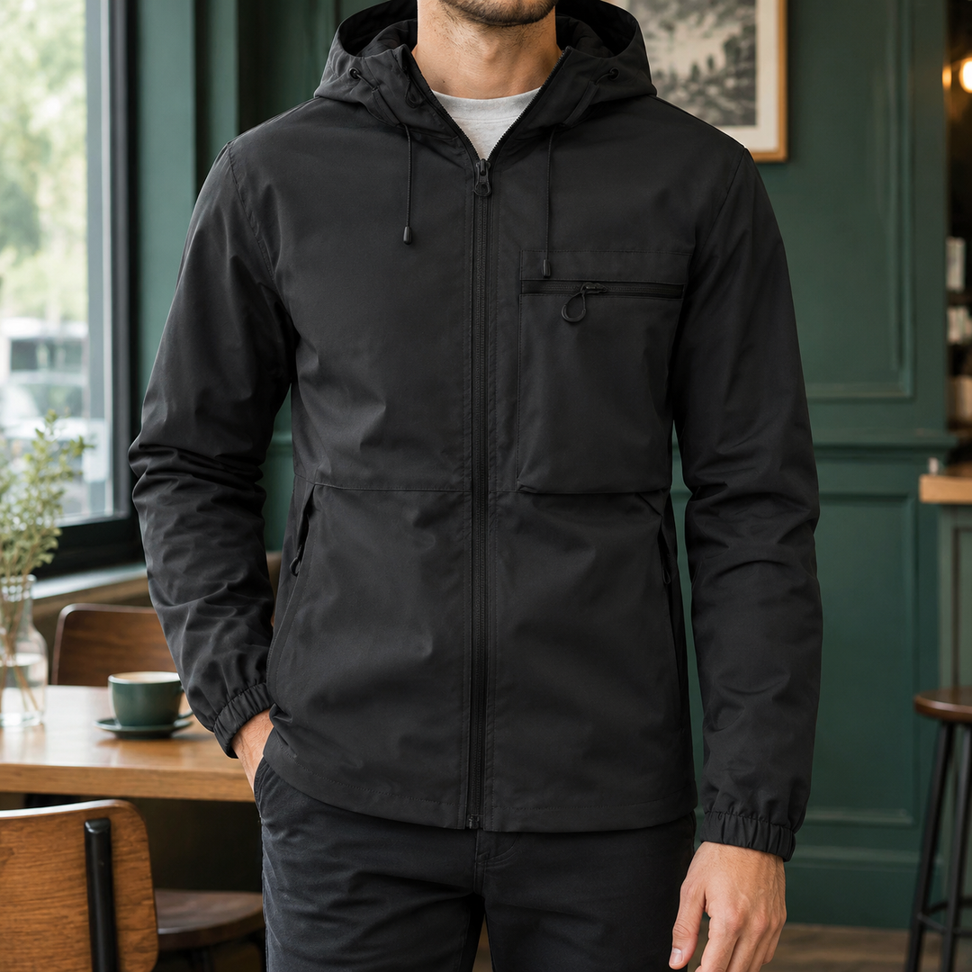 Men's Hooded Woven Jacket With Full Zip