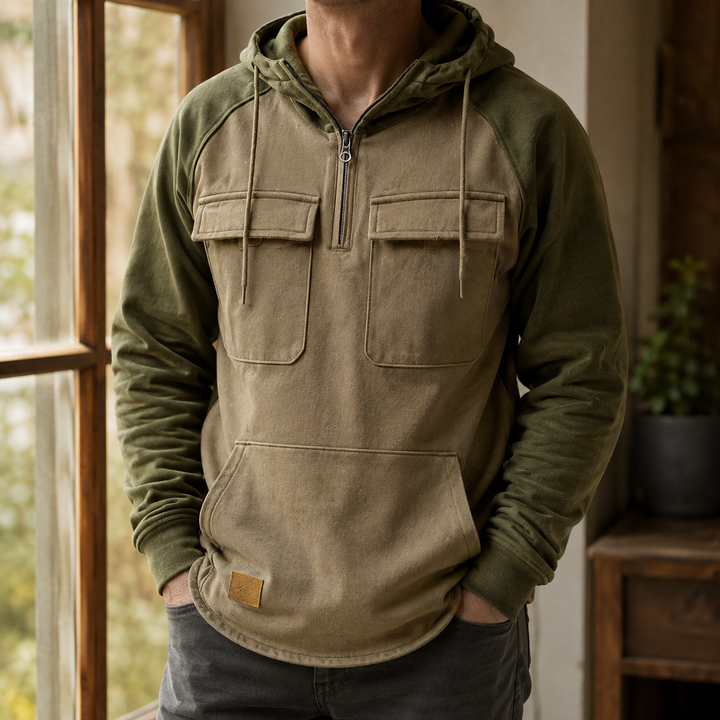 Men's Utility Half-Zip Hoodie Grey