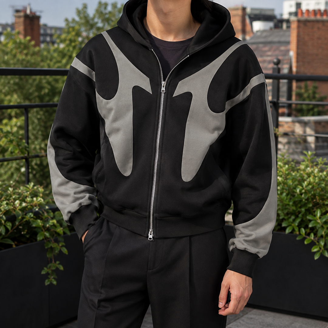 Men's Contrast Panel Zip Hoodie
