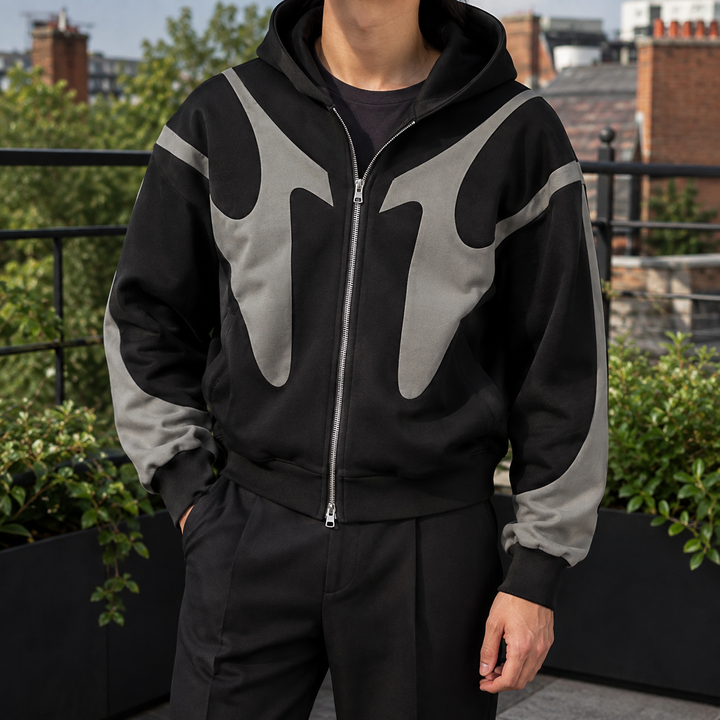 Men's Contrast Panel Zip Hoodie
