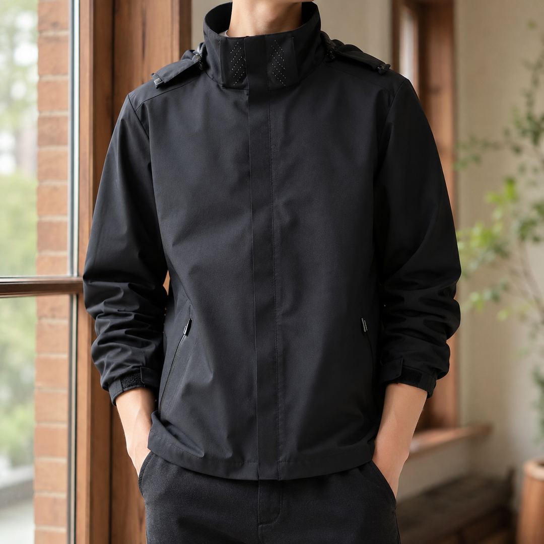 Men's hooded jacket in a regular fit, shown from the front