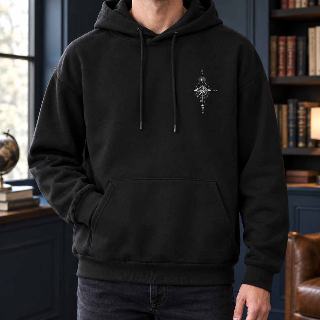 Men's cotton-blend relaxed hoodie with a graphic design on the front