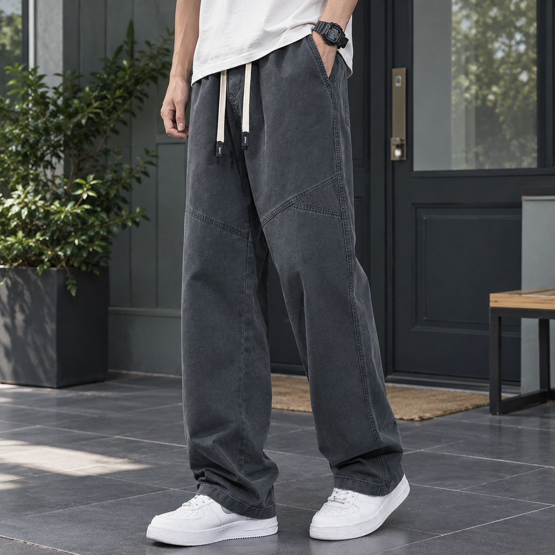 Men's Cotton Relaxed Straight Leg Trousers