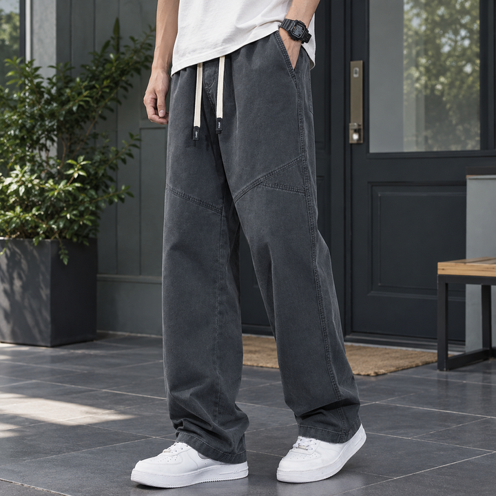 Men's Cotton Relaxed Straight Leg Trousers