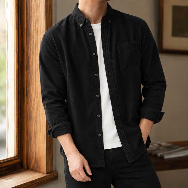 Men's Textured Woven Overshirt Relaxed Fit