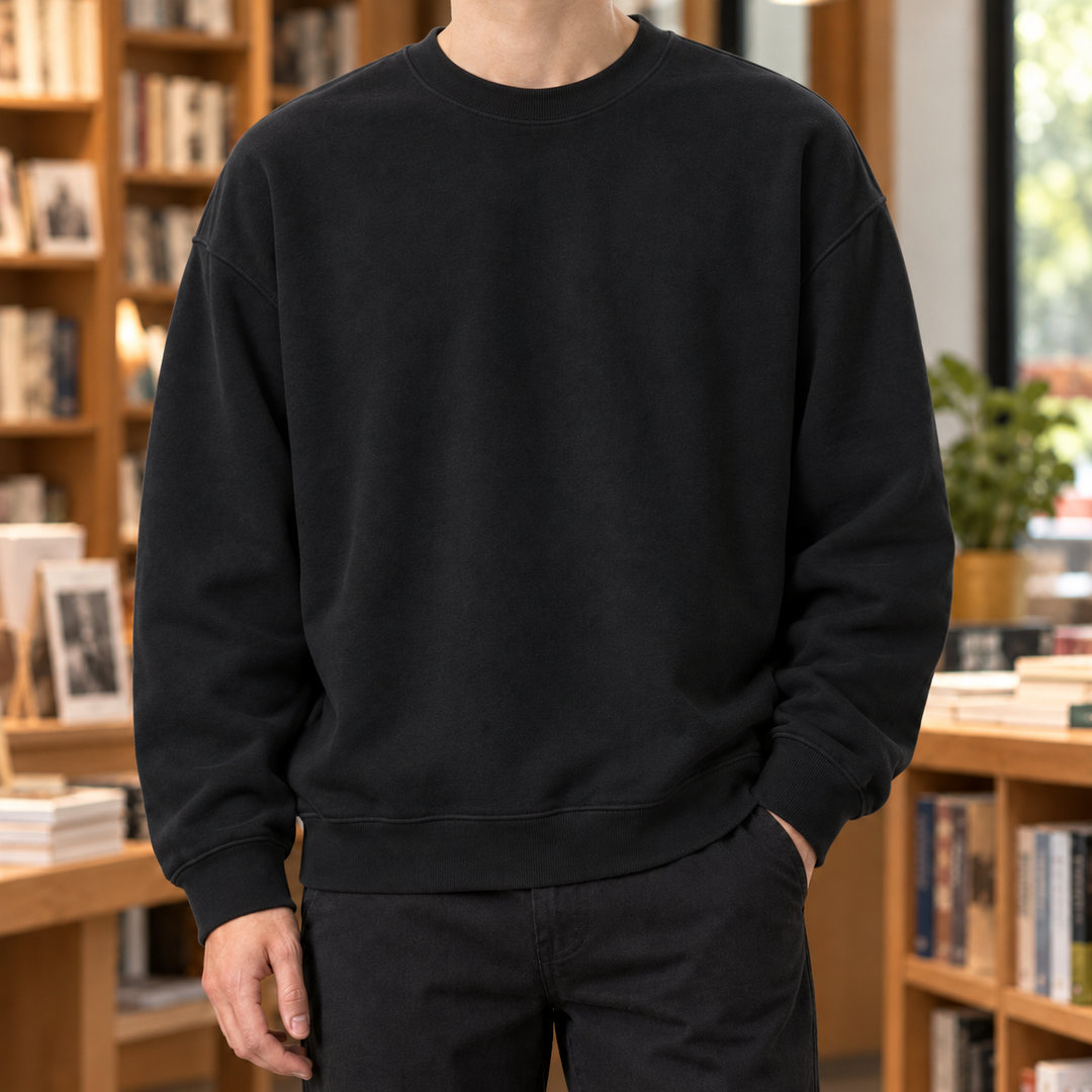 Close-up of the cotton blend knit texture on the jumper