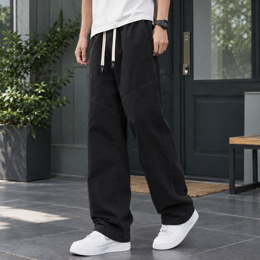 Men's Cotton Relaxed Straight Leg Trousers