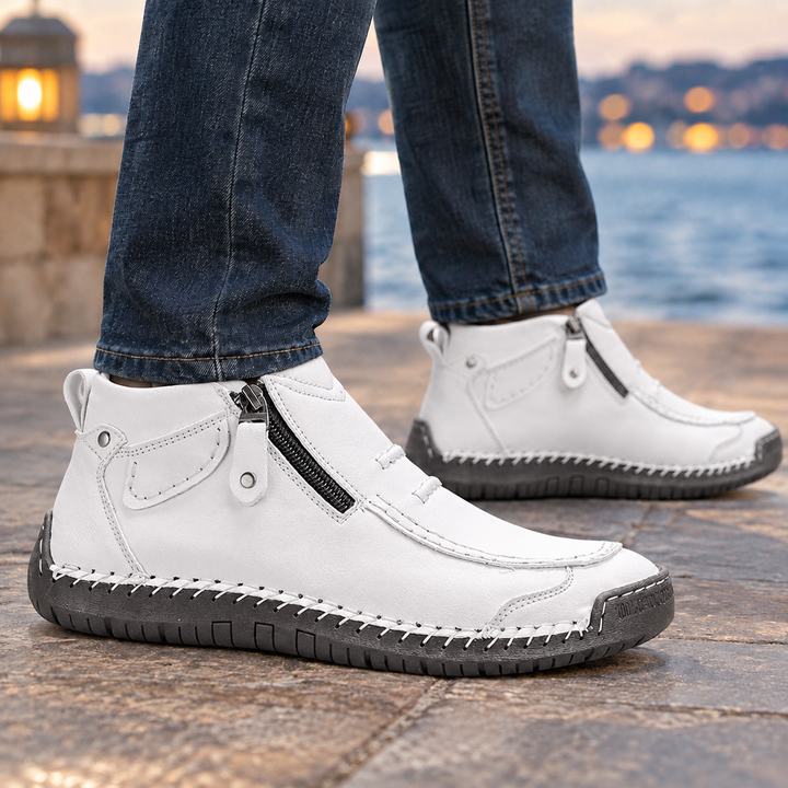 Men's Textured Moc Toe Ankle Boots