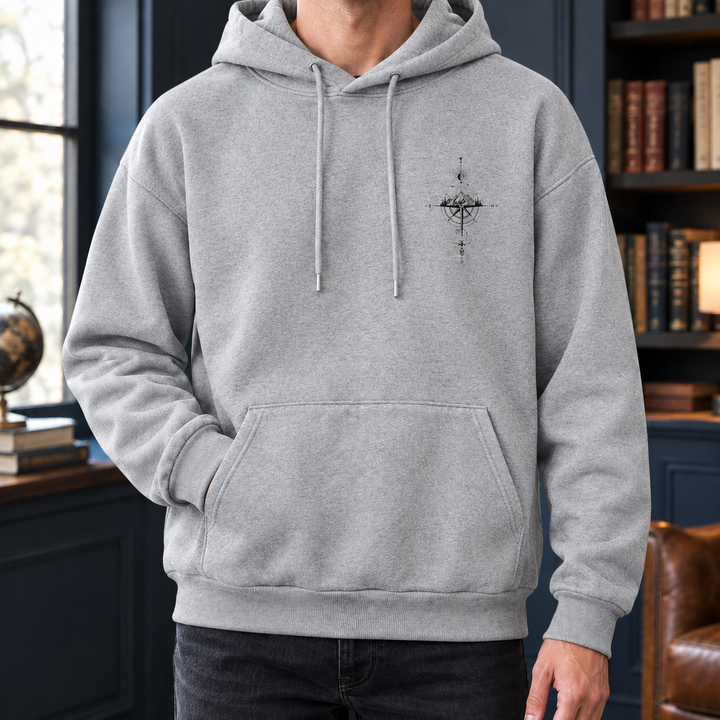 Men's hoodie showing the soft cotton-blend fabric texture