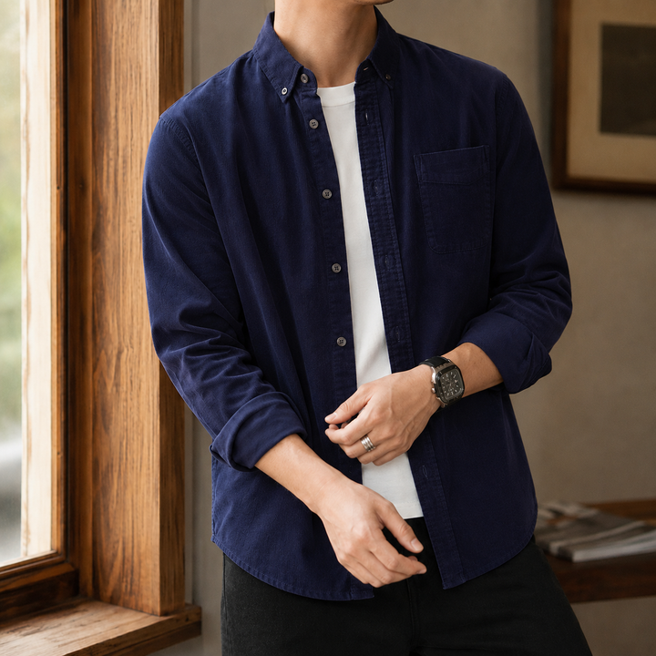 Men's Textured Woven Overshirt Relaxed Fit