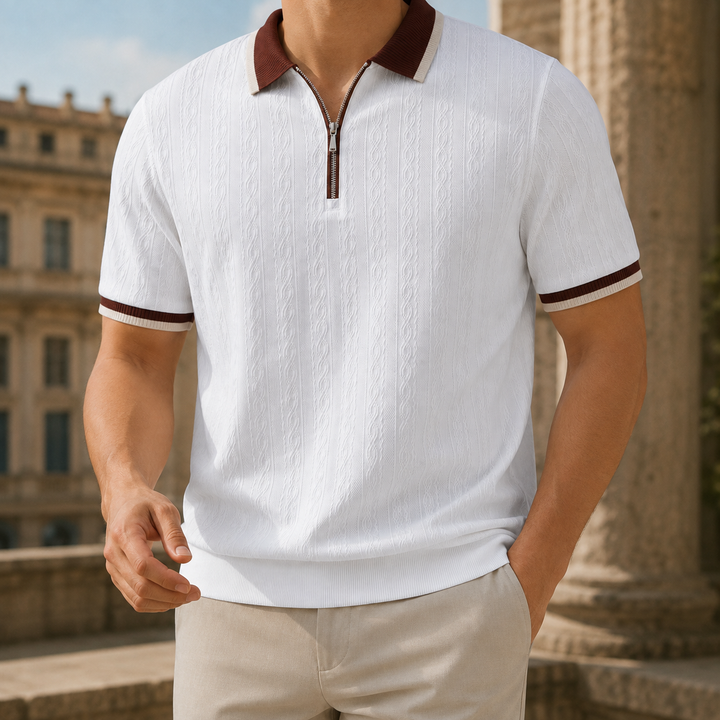 Men's Textured Half-Zip Polo