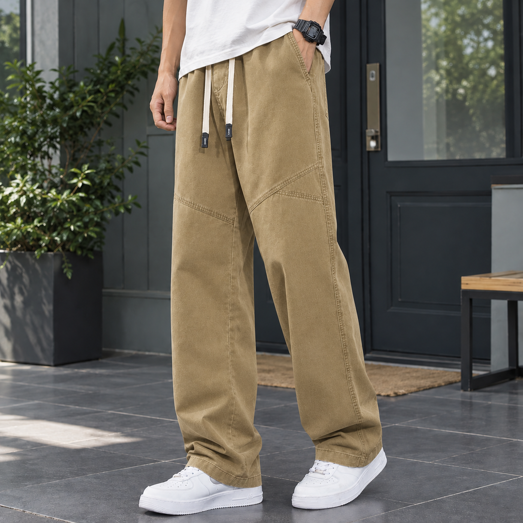 Men's Cotton Relaxed Straight Leg Trousers