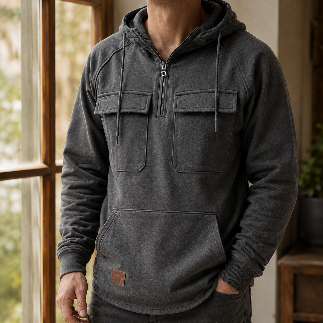Men's Utility Half-Zip Hoodie Grey
