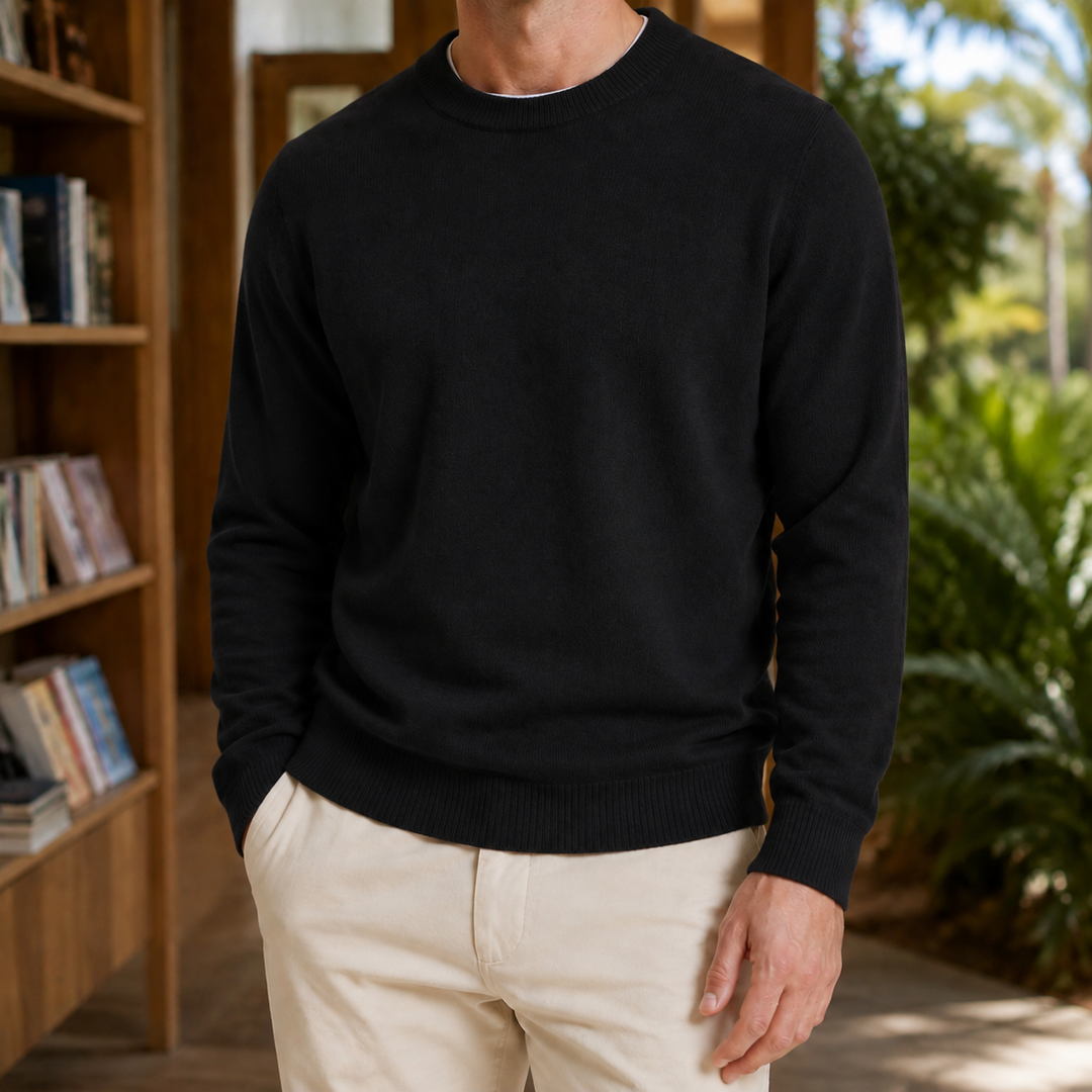 Men's Fine Knit Wool Crew Neck Sweater