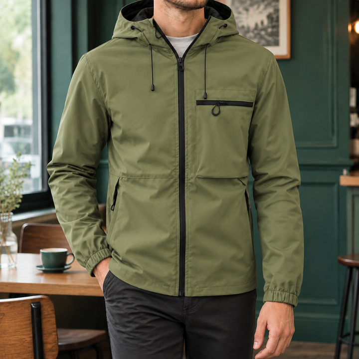 Men's Hooded Woven Jacket With Full Zip