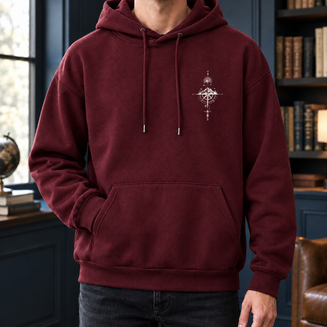 Men's graphic hoodie styled as a casual everyday layer