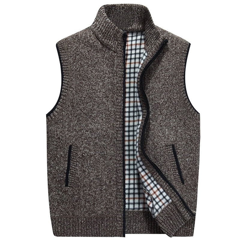 Men's Knitted Gilet With Stand Collar