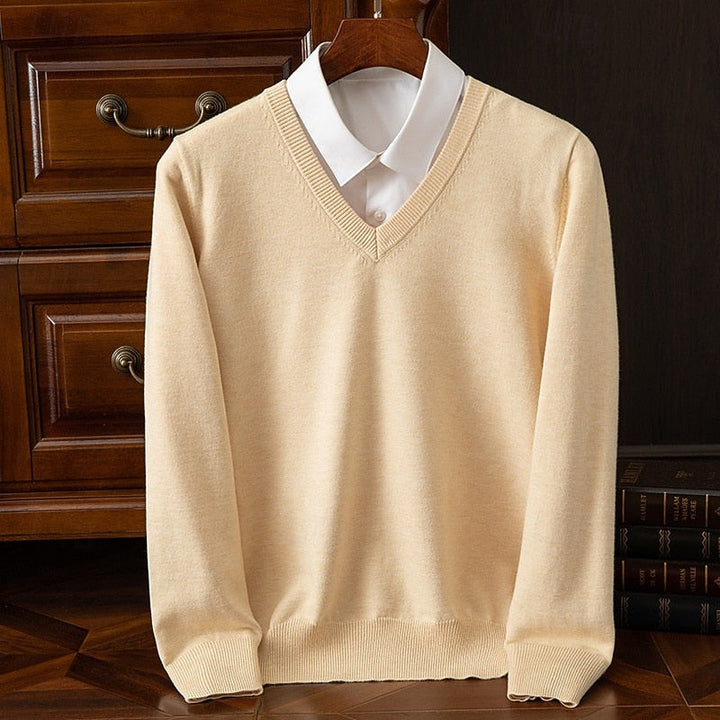 Men's Fine Knit V Neck Jumper