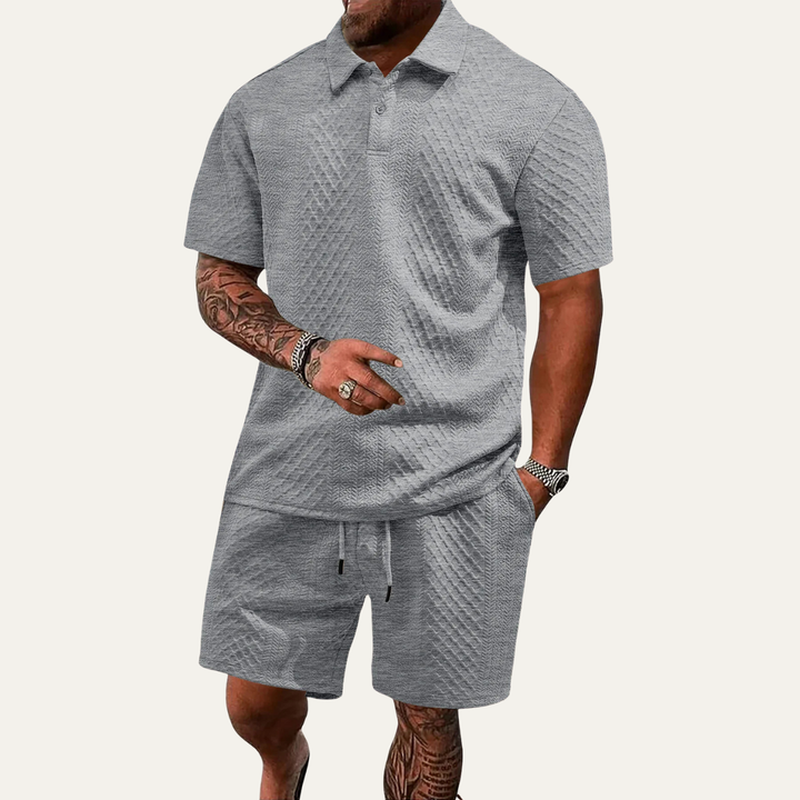 Men's polo and shorts set rear view