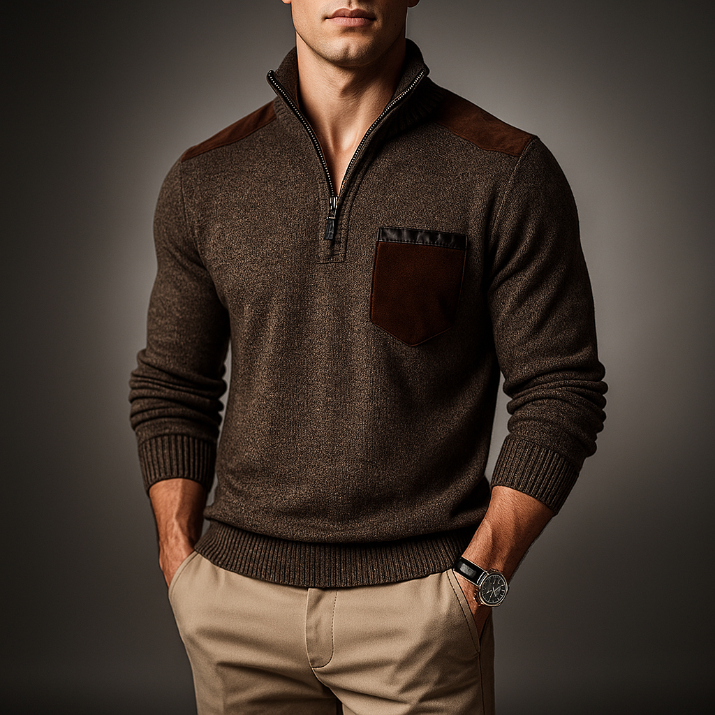 Close-up view of the cardigan's refined ribbed knit texture