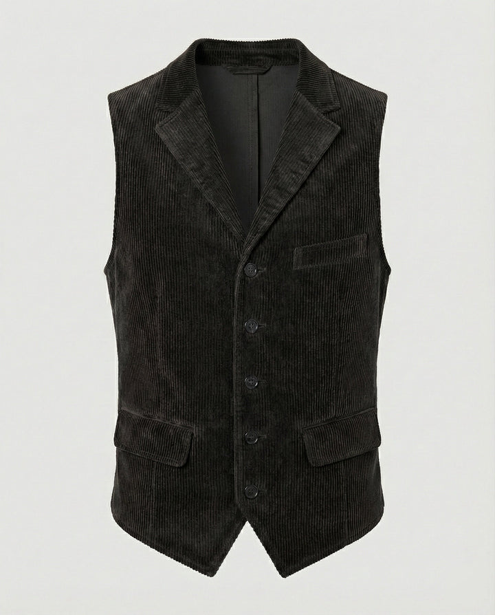 Men's corduroy waistcoat styled as a smart layering piece