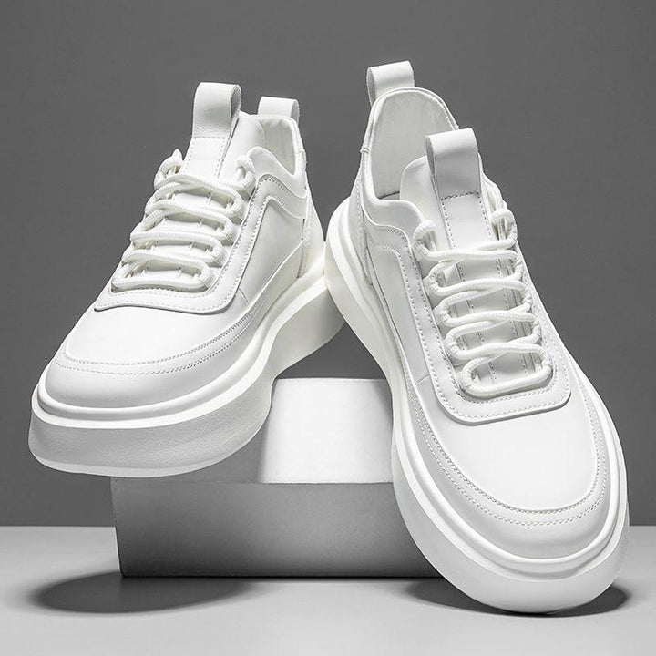 Rear view of men's leather trainers
