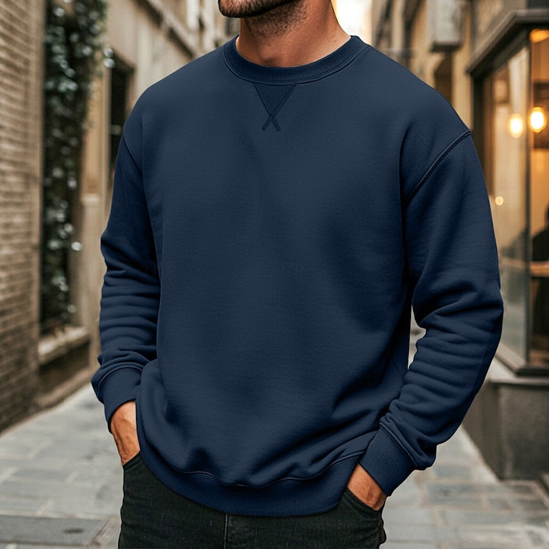 Men's sweatshirt shown with its full regular-fit silhouette