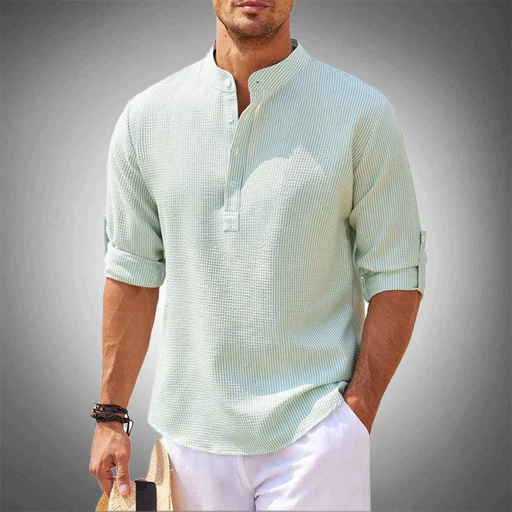 Long Sleeve Linen Polo