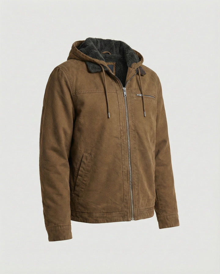 Lightweight men's jacket shown with sleeves and fitted cuffs