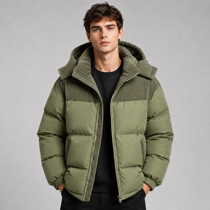 Men's Quilted Hooded Padded Jacket Oversized Fit