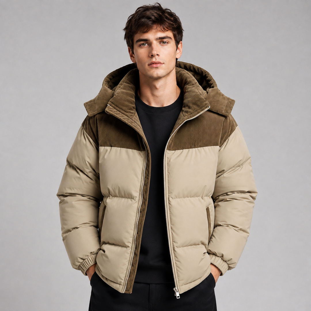 Men's Quilted Hooded Padded Jacket Oversized Fit