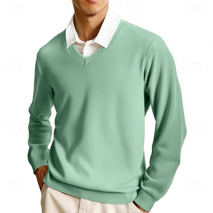 Men's Fine Knit V Neck Jumper
