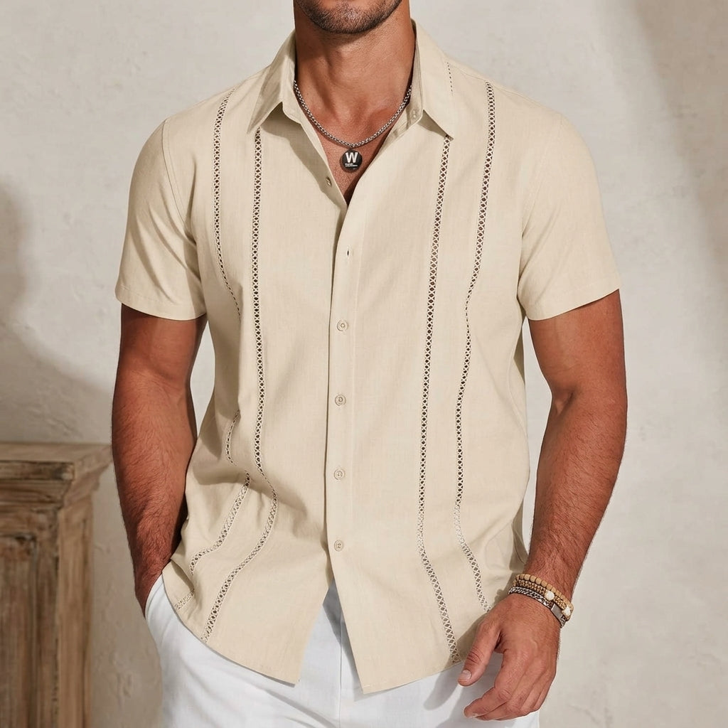 Men's Linen Guayabera Shirt Relaxed Fit