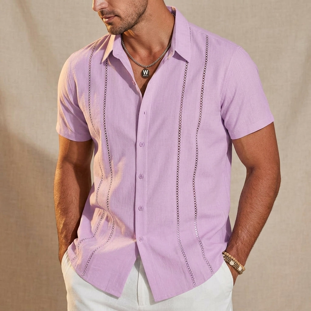 Men's Linen Guayabera Shirt Relaxed Fit
