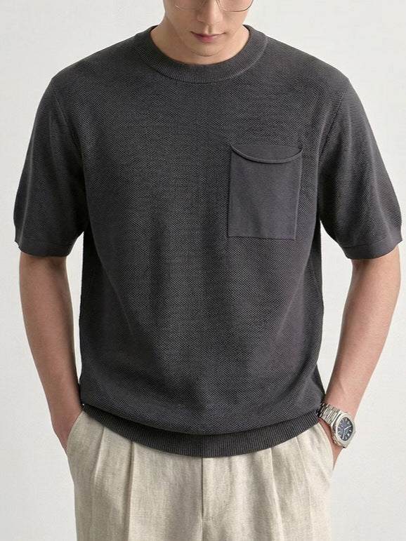 Men's Textured Crew Neck Polo