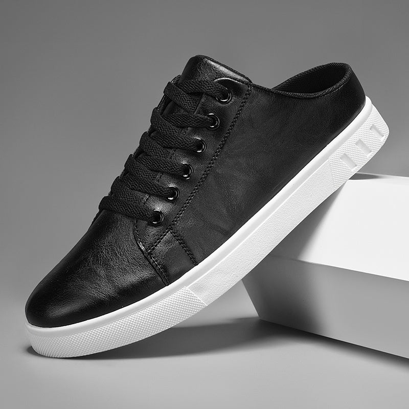 Side view of men's leather mule trainers
