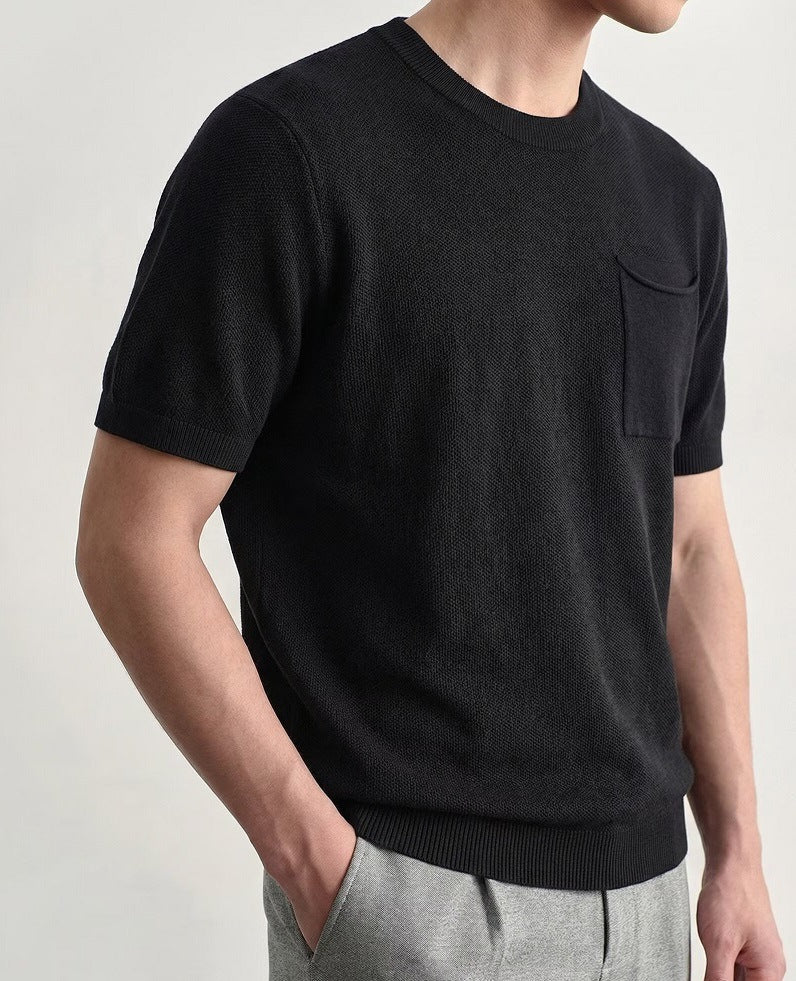 Men's Textured Crew Neck Polo