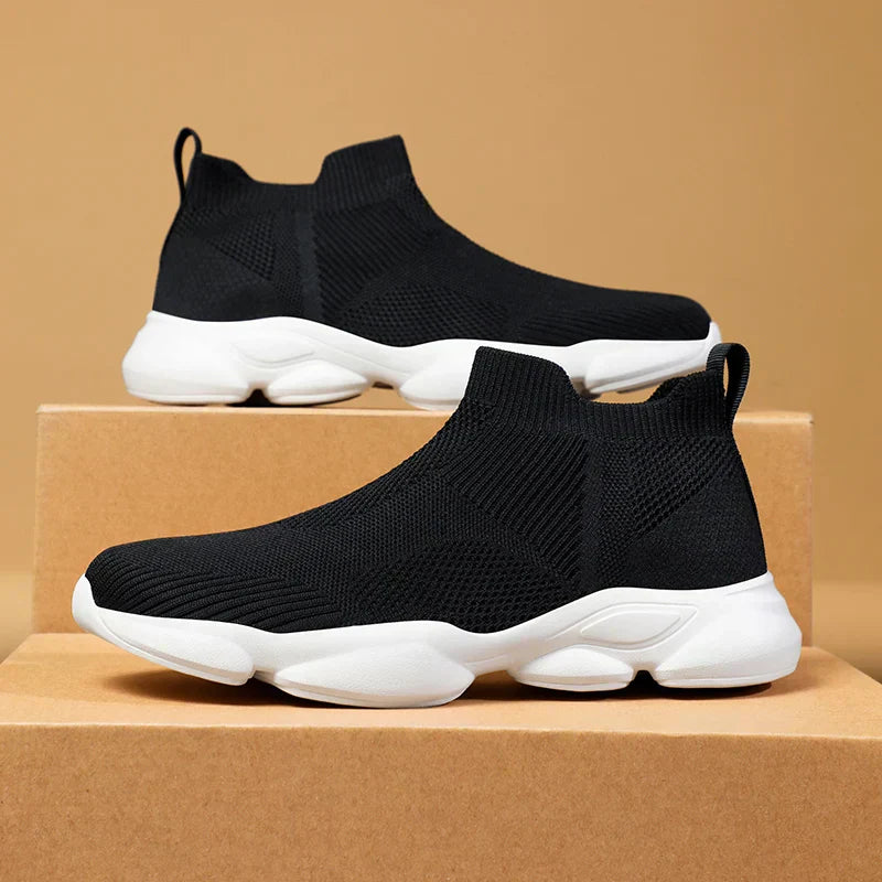 Men's High Top Knit Sock Sneakers Black
