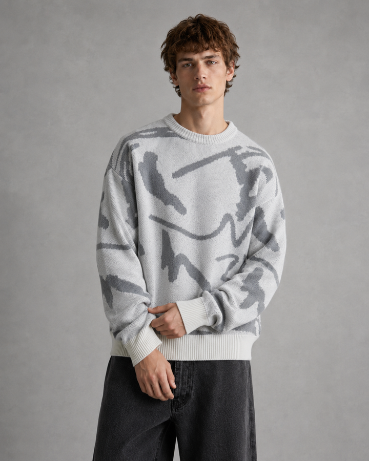 Men's Abstract Graphic Knit Sweater Relaxed Fit
