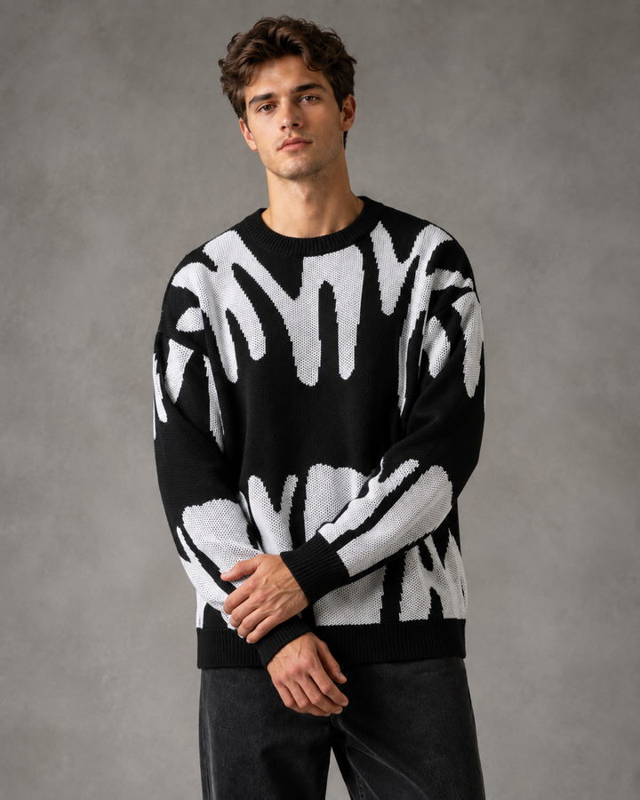 Men's Abstract Knit Jumper Relaxed Fit